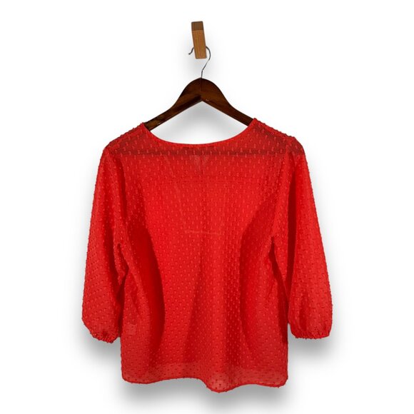 Collective Concepts Top Swiss Dot Peasant Coral Size M - Picture 5 of 9